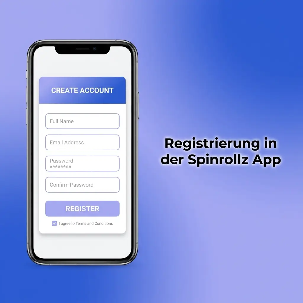Smartphone mit geöffnetem mobilen Registrierungsformular