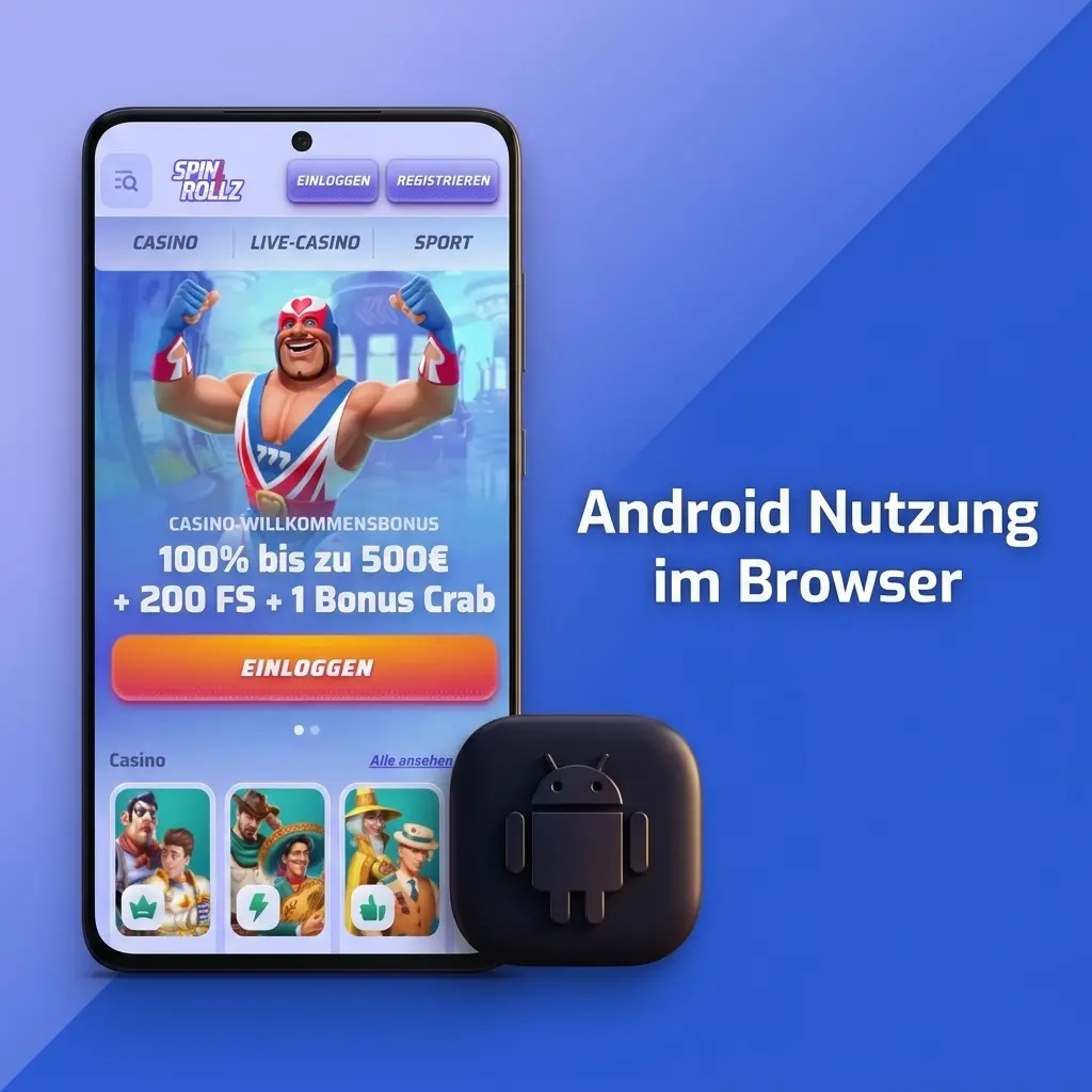 Android Nutzung von Spinrollz im mobilen Browser