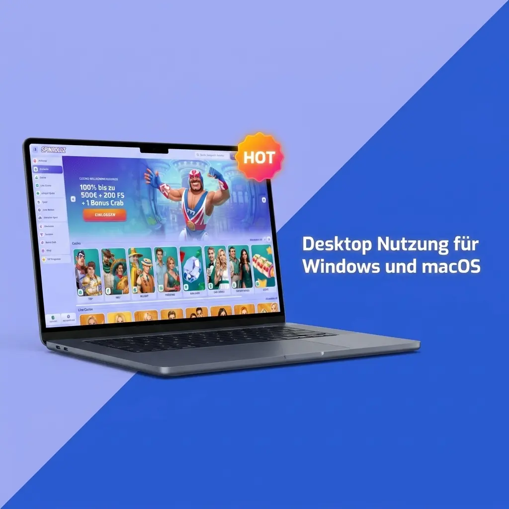 Desktop Nutzung von Sportwetten, Spinrollz Casino und Kasse im Browser