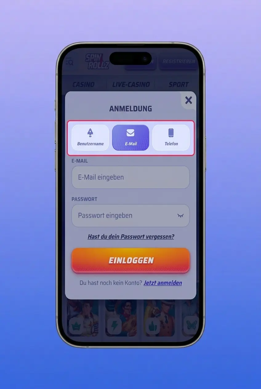 Spinrollz Login und Konto Zugriff