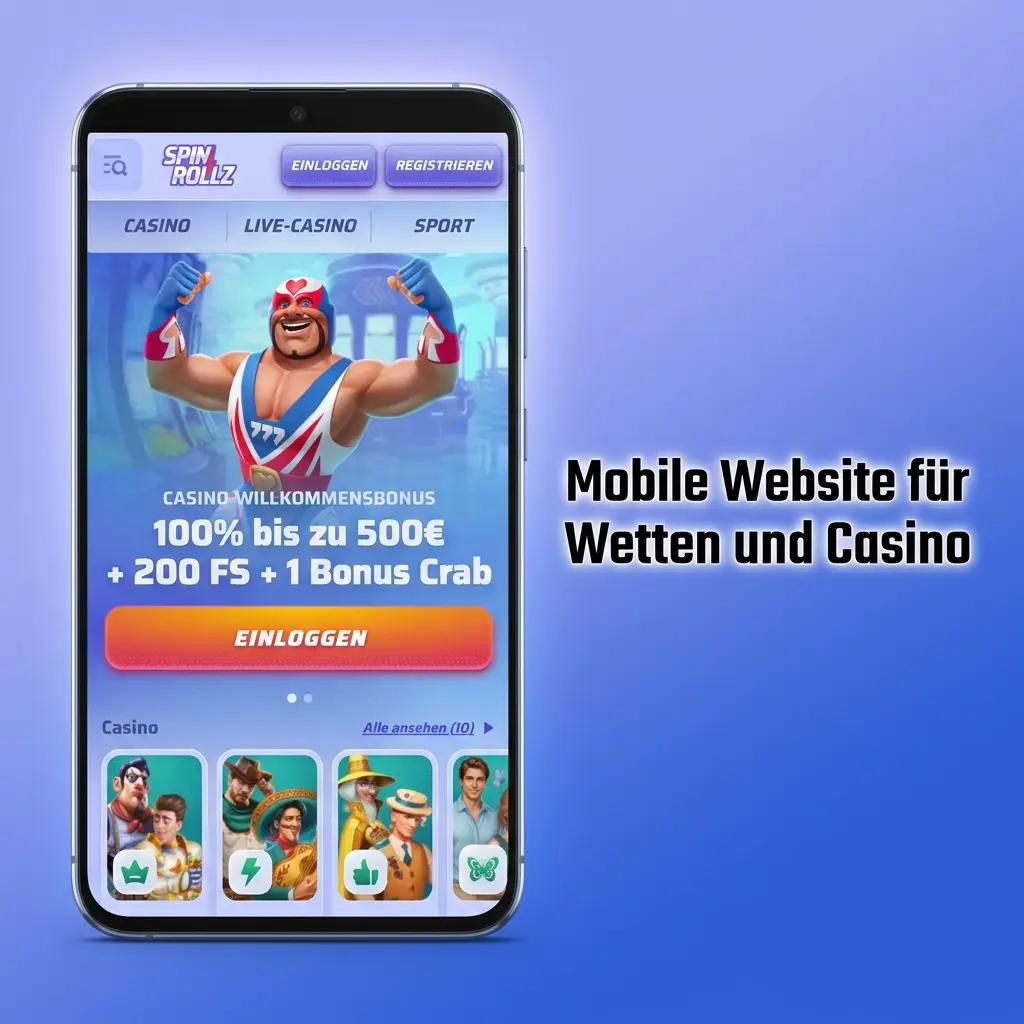 Mobile Spinrollz Website für Wetten und Casino